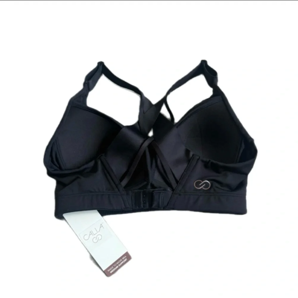 NWT CALIA Black Strappy Sports Bra XSMALL– Medium Support - Picture 2 of 6